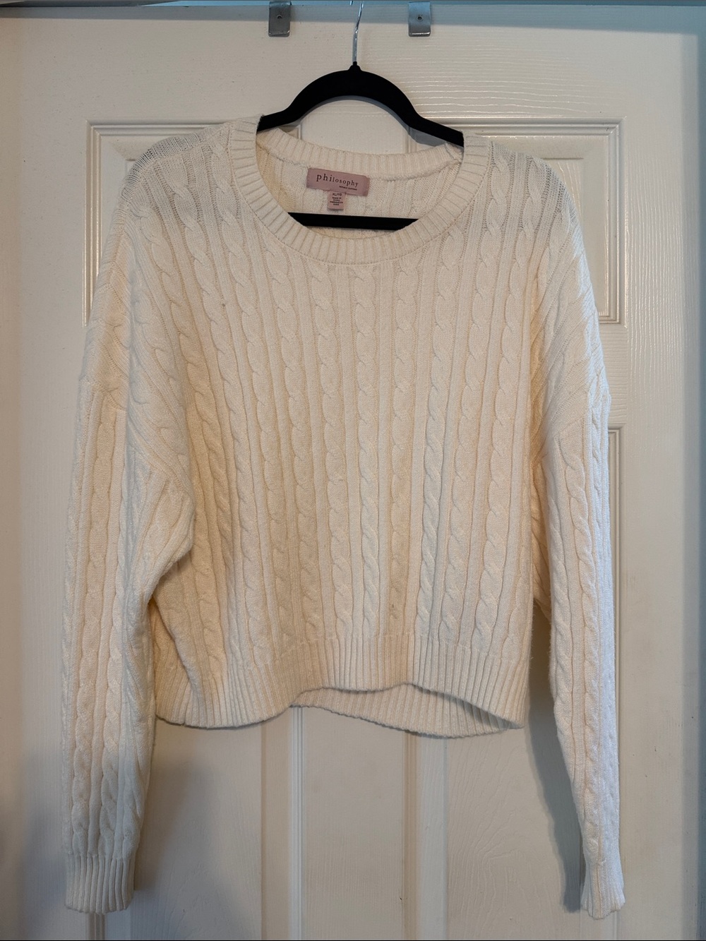 Philosophy Ivory Cable Knit Crewneck Sweater